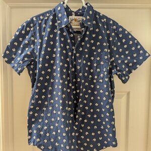 Naked and Famous Large Cat Button Down Tee